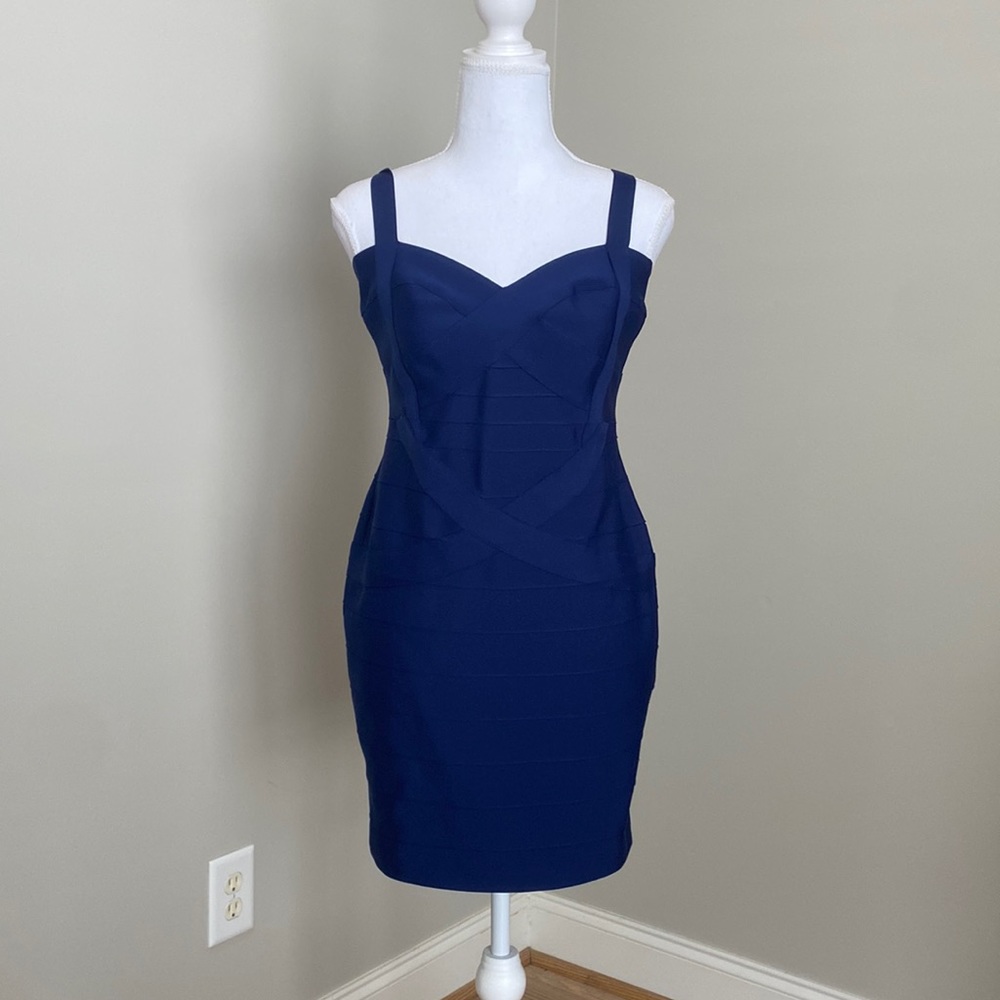Deep Blue Cocktail Dress with Sweetheart Neckline